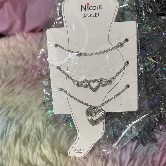 Nicole Jewelry - Nicole Silver Charm Anklet Trio